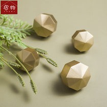 Brass handle light luxury gold modern simple wardrobe cabinet door bathroom drawer European shoes cabinet pure copper handle small