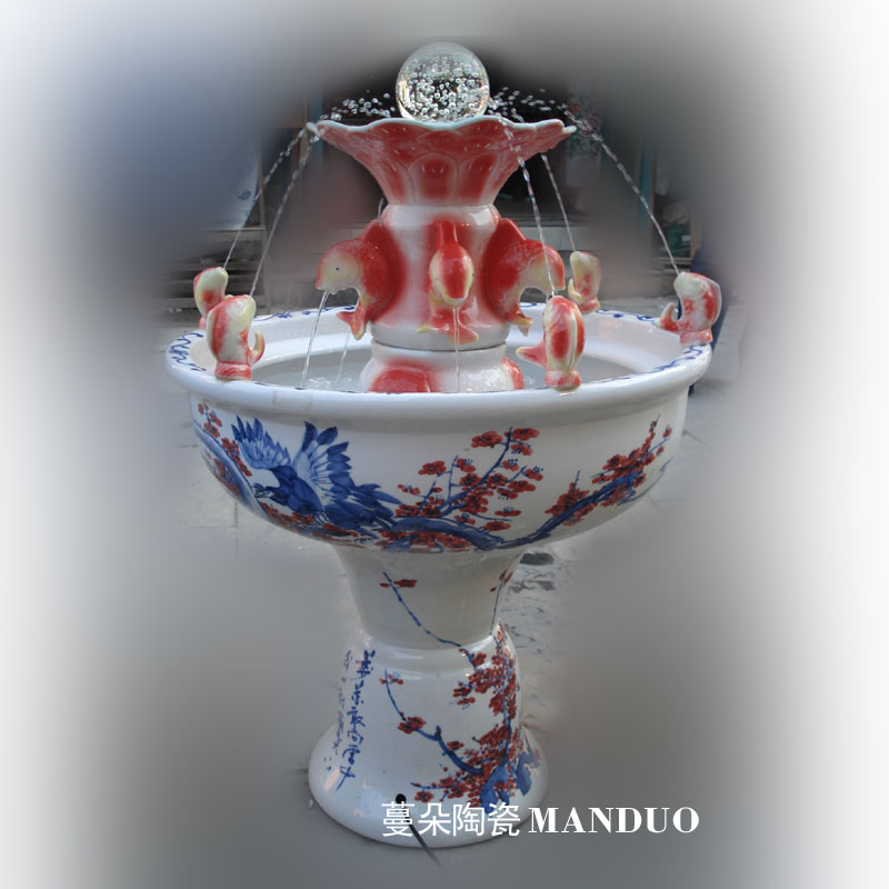 Fountain dry red carp porcelain jingdezhen Fountain fountains fish high porcelain Fountain humidifying fountains