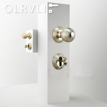 Italy imports pure copper gold ball lock retro toilet lock lock Nordic simple quiet door lock