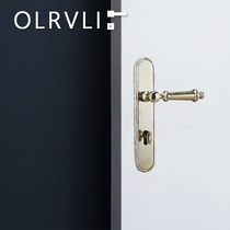 Italy imports vintage luxury gold pure copper door lock indoor split door lock brass retro key door lock