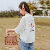 Girls' short-sleeved T-shirts Tide Shirt Summer Child costume 2022 Summer clothing New childish and stylish child white top