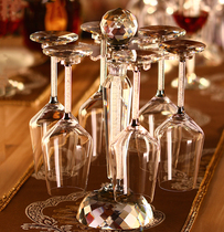 lapunes European high-grade transparent red wine glass household wine goblet gold foil decanter cup holder set