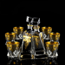 Lapunes high-end household crystal glass tracing gold whisky beer glass spirits foreign wine cup bottle set