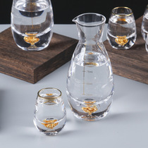 Lapunes high-grade round belly white wine glass wine dispenser Japanese creative gold foil household one-mouth clear wine flask set