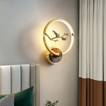 Full copper wall lamp personality creative LED bedroom bedside lamp walnut staircase wall living room wall lamp new Chinese style