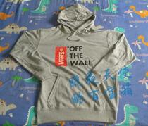  VANS classic slogan light gray thin long-sleeved sports hooded pullover sweater hoodie skateboard