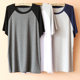 Outerwear pajamas ຜູ້ຊາຍ summer modal ບາງຄໍຮອບ T-shirt ສັ້ນ raglan ວ່າງ casual ໃສ່ເຮືອນເທິງ