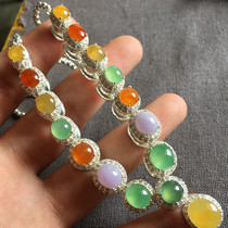Fuli Jewelry Myanmar Natural High Ice Clear Green Red Yellow Violet Orange Color Jade Hand Necklace Ring
