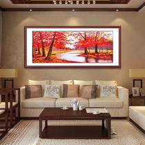 Su Embroidery Belt Frame Finished Product Embroidery Finished Living Room Painting Imitation Handmade Real Silk Shu Embroidery Red Maple Forest Mountain Water Scenic Painting