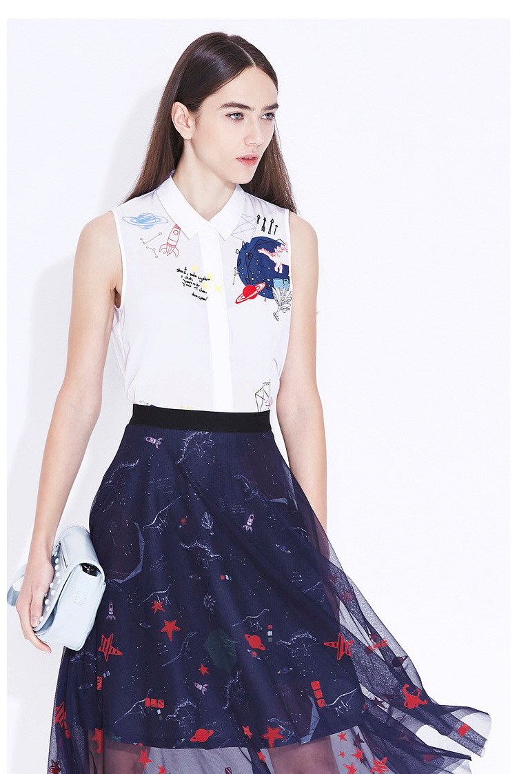 chanel圖片雙c Lily夏新款女裝商務OL奇趣圖案寬松無袖襯衫120230C4101 chanel包包圖片