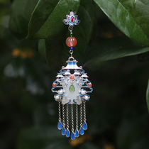 Dani Original Full Moon | S925 Sterling Silver Enamel Natural Hetian Jade Cheongsam Hanfu Flap Necklace Pendant