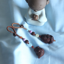 Authentic leaflet red sandalwood Ruyi fish lotus year fish auspicious pendant female handmade car key hanging gift