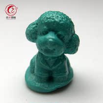 Hubei raw ore natural high porcelain turquoise zodiac carvings Jade Seiko carving pet Teddy dog accessories