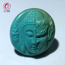 Zhushan natural turquoise carving piece Yiyiannian pendant with beads 108 hand string Wen play back cloud Buddha head accessories