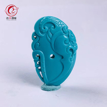 Hubei natural mineral turquoise high porcelain blue jade Seiko antique dragon and phoenix carving beast face pendant accessories