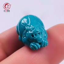 Hubei natural raw ore turquoise Pixiu carving high porcelain blue hairless pendant Hand string Clavicle chain necklace pendant