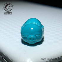Hubei raw ore high porcelain turquoise enamel grade jade material small flying pig carvings
