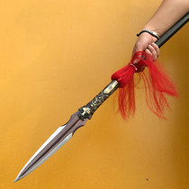 Longquan City Bully Gun Pattern Steel Long Gun Gun Head Spears Ancient Cold Soldier Zhao Yun Gun Red Tassel Gun Unopened Blade