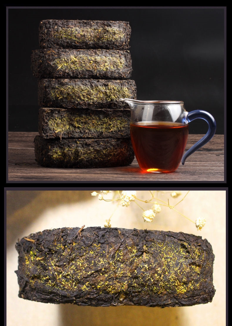 2011年茯砖十年老茶安化黑茶茯砖茶陈年金花茯砖黑茶1kg