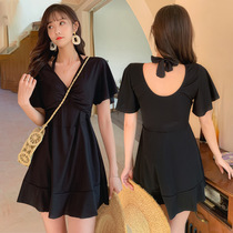 Swimsuit female summer size fat mm one-piece flat angle steel ring gathering and fattening increase conservative cover belly thin hot spring swimsuit