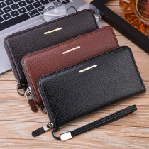 New Deli kangaroo clutch male net red personality young mens wallet long zipper soft leather Korean version of the student