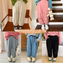 kai Ma girl sports pants 2021 new spring dress childrens pants Korean foreign baby casual pants spring and autumn