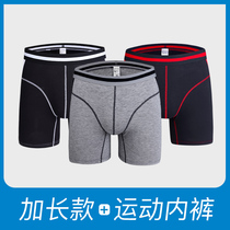 Men's sports underwear men's lengthened anti-wear leg boyshort cotton running long training anti-wear crotch size shorts