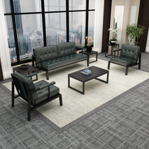 Factory Direct Selling Office Sofa Steel Frame Modern Minima Reception Guest Room Talks Leather Art Sofa Tea Table Combinations