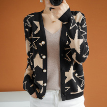 New star cashmere sweater neck large-code knitting shirt short-cut wool coat