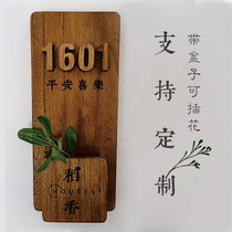 Solid Wood retro custom homestay wooden brand personality creative villa hotel room number residential house number with box