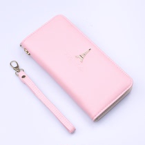 Wallet female long student Japanese and Korean personality Korean version of large-capacity ultra-thin leather wallet simple market Han Chao mobile phone hand rope