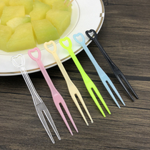 Transparent disposable fruit sign loving plastic fruit fork cake fork snack independent packaging sweet pitchfork fruit sign