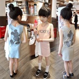 韩国女童夏卡通修身棉长T儿童连衣裙背心裙