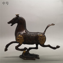 Antique pure gilt copper horse stepping on Feiyan ornaments Horse to success Office lucky decoration crafts Opening gifts