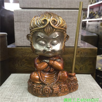 Pure copper Qi Tiansheng decoration Color copper Sun Wukong fighting buddha Copper monkey car center console decorative crafts