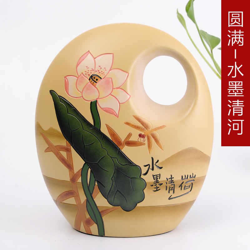 Creative ceramic arts and crafts Chinese style household living room made pottery decorative furnishing articles festival gifts hotel office decoration