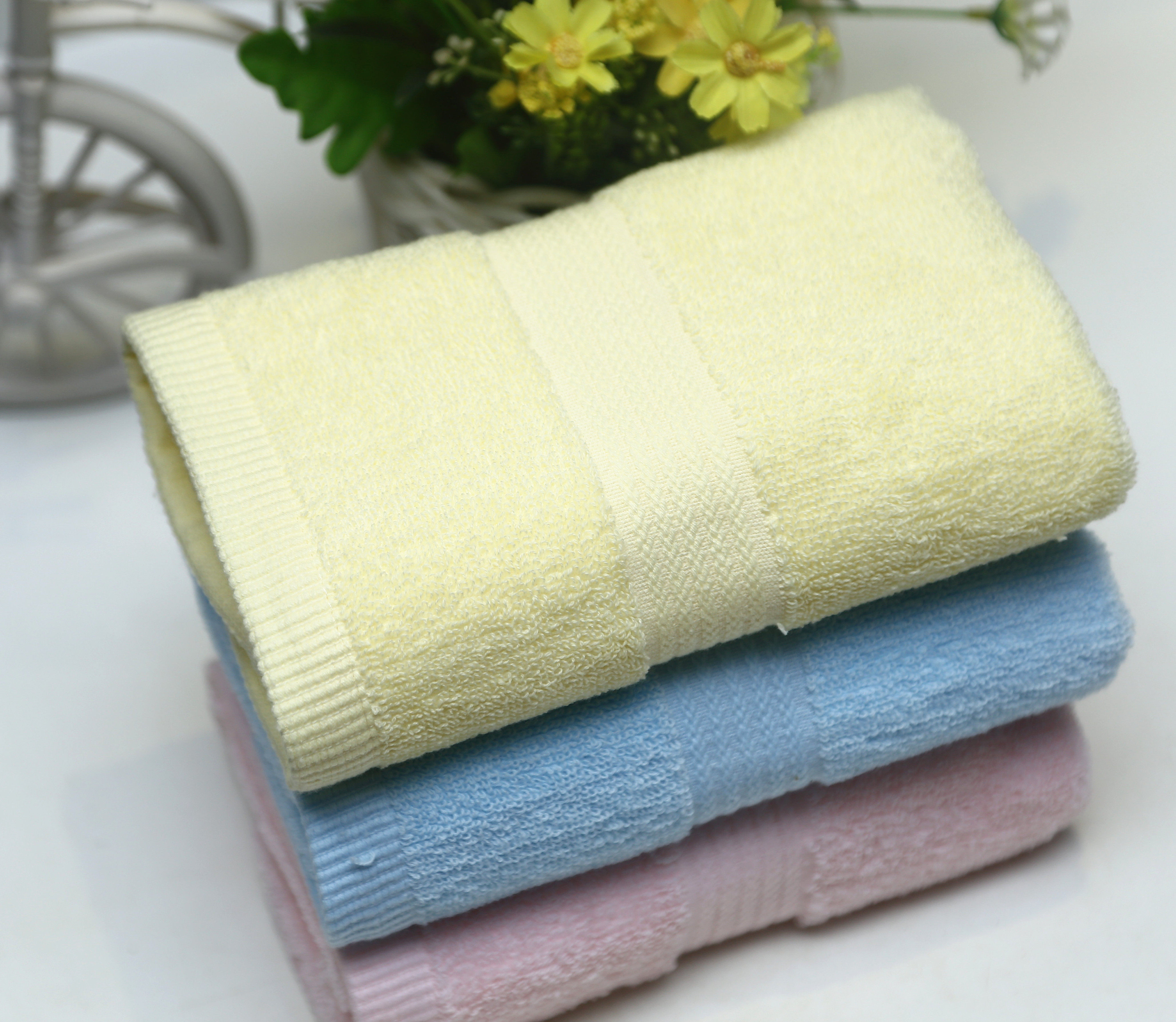 永亮全棉毛巾32支高档洗脸面巾素色缎档波浪纹纯棉吸水毛巾