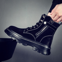 2021 new tooling ins leather men British Joker Mid-Gang Gang Martin shoes Mens Korean version of the trend Martin shoes men