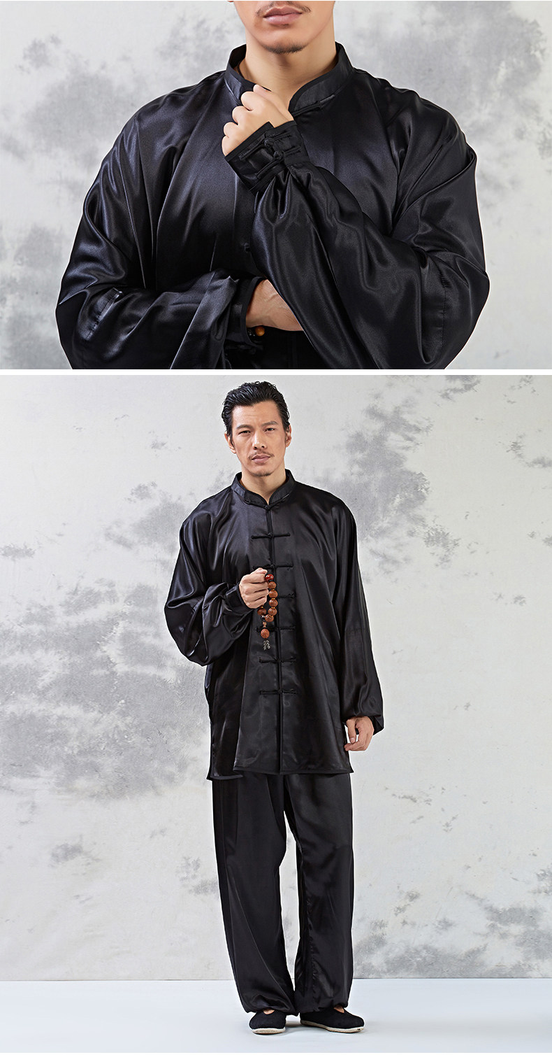 陈家沟高档仿真丝太极服练功服太极拳服武术服表演服装晨练服秋冬