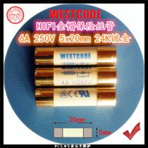European WESTCODE 6A 250V 5x20 HIFI gold cap silver silk CD bile machine power amplifier fuse tube