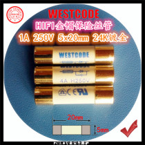 European WESTCODE 1A 250V 5x20 HIFI gold cap silver silk CD bile machine power amplifier fuse tube