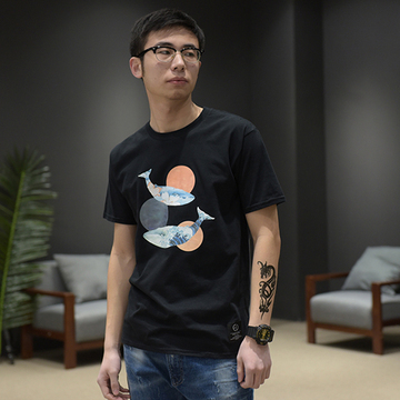 夏季潮款男装纯棉圆领短袖T恤男修身日系休闲个性卡通印花半袖T潮 夏季潮款男装纯棉圆领短袖T恤男修身日系休闲个性卡通印花半袖T潮
