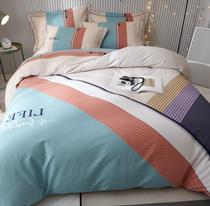 Nordic wind four pieces of pure cotton 100 all-cotton upscale bed goods light extravagant cover mens minimalist bed hat 1 8m double