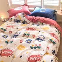 Pure Cotton Bed Four Sets 100 Of 100 All Cotton Animation Men And Women Quilt Cover Students Dorm Bed sheets Linen Pins