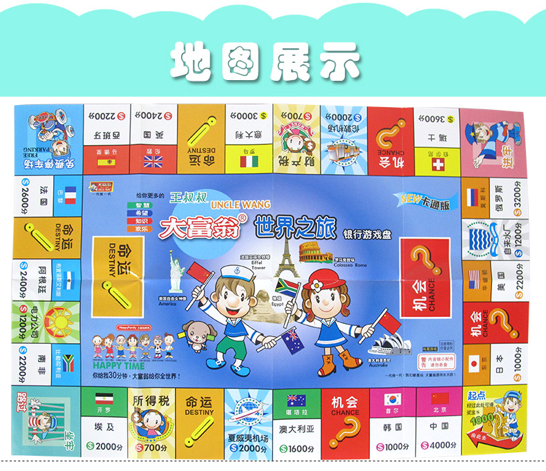 大富翁 世界之旅中国之旅游戏手棋地产大亨银行桌游幸福人生