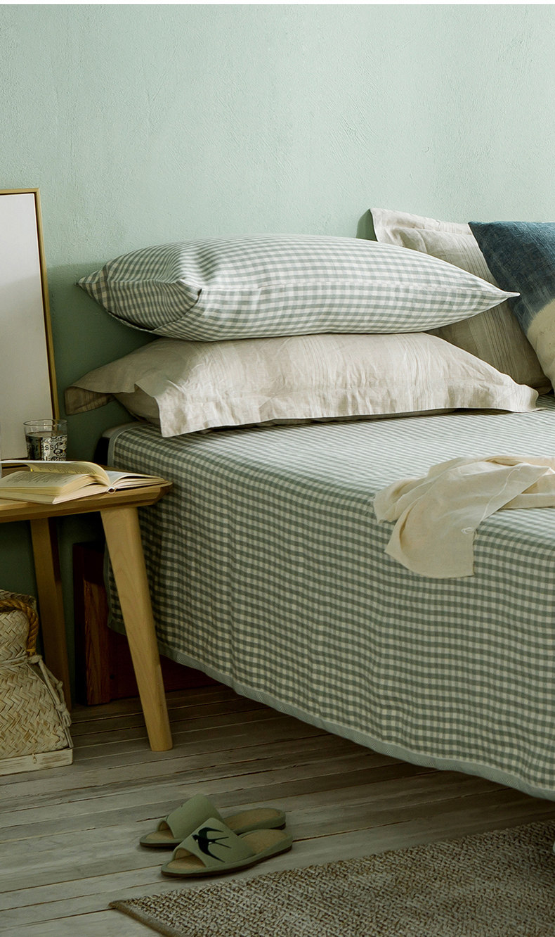 dapu/大朴纯亚麻凉席格子可水洗折叠席子夏加厚亚麻席床单无甲醛