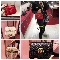 Gucci Womens bag Gucci Mini Marmont Double G Wave pattern messenger bag Shoulder crossbody handbag