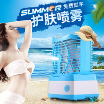 Desktop small air conditioning fan Refrigeration snowman spray humidification mini electric fan Student dormitory USB charging small fan