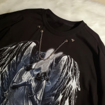 ROME lovers European and American street Chains in summer personality short sleeves T-shirt male tide Loose Trend Necklace Body Shirt