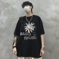 ROMECL Summer Tide Card Student Couple Little Daisy Port Wind Trendy PURE COTTON INS ULTRA FIRE SHORT SLEEVE T-SHIRT MAN